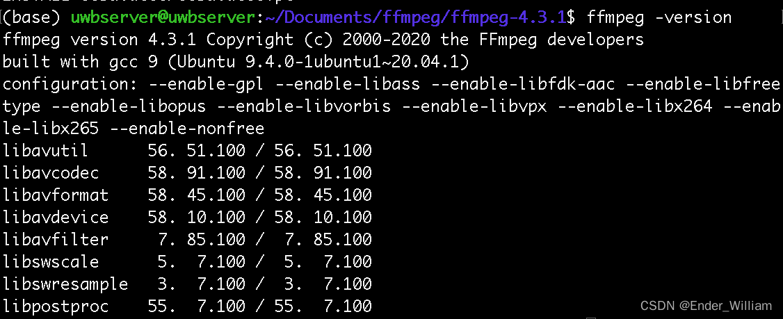 Ubuntu 20.04LTS FFmpeg 环境配置